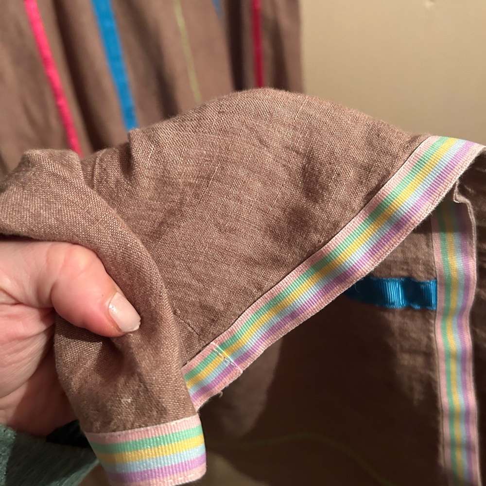 Vintage Handmade Linen Ribbon Prairie Dress - Picture 2 of 7